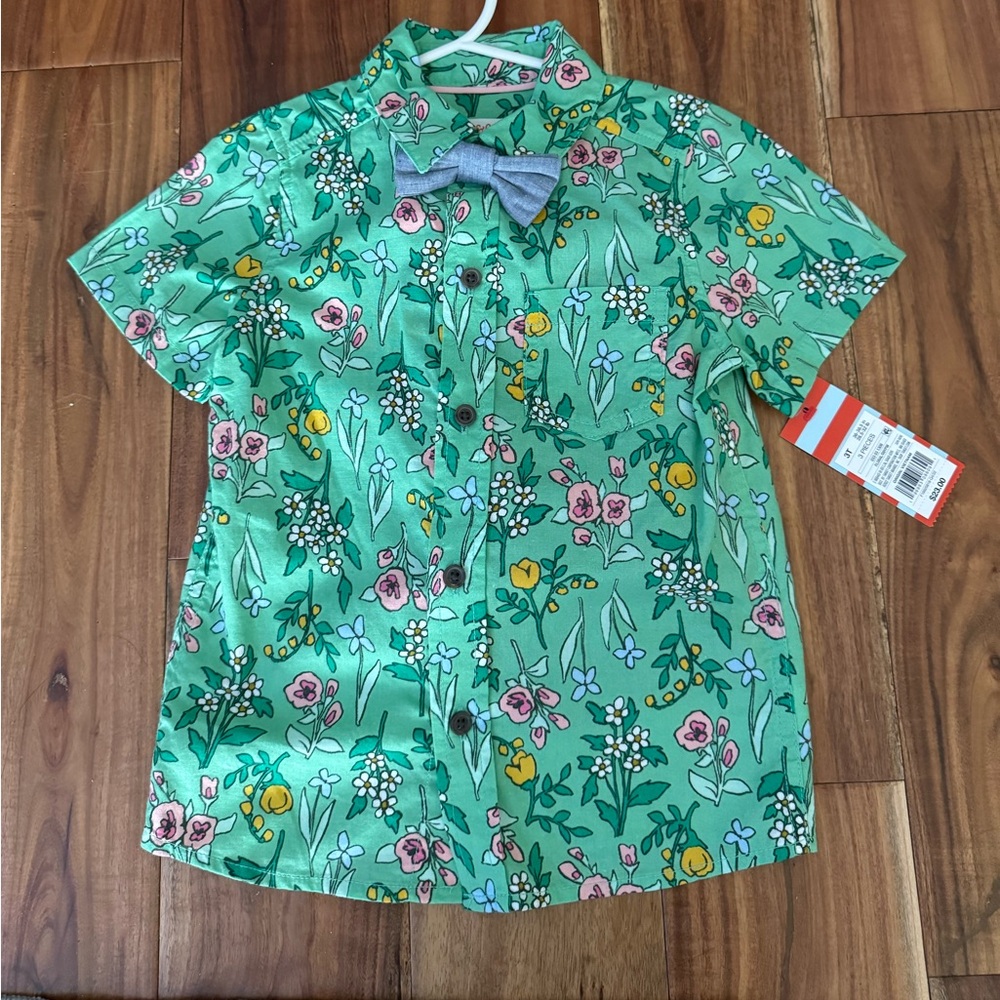 NWT outfit Cat&Jack boys button down shirt, pants , with bow tie